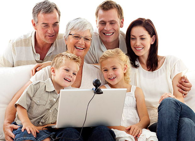 Happy family in a videoconference